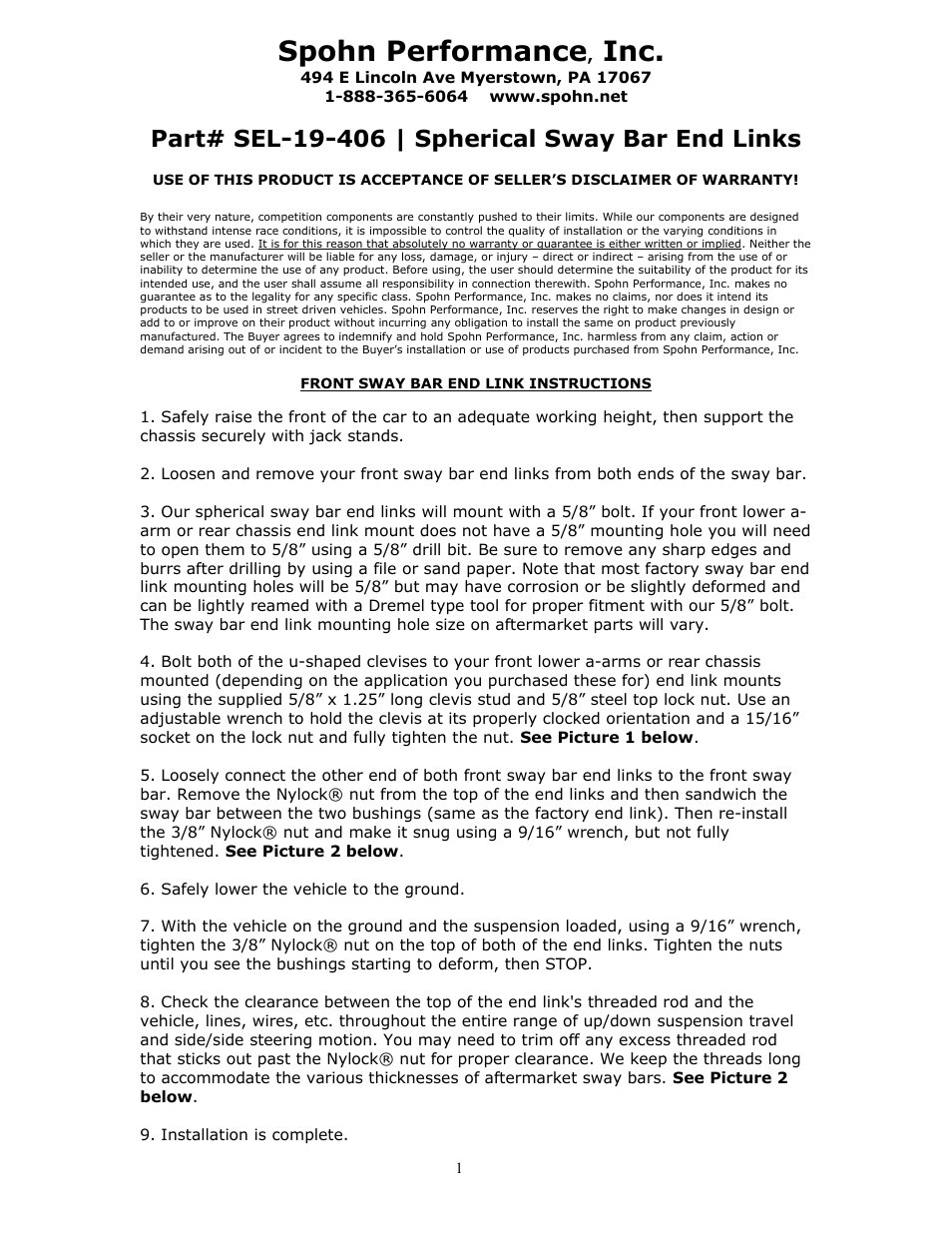 Spohn SEL-F3K1 User Manual | 3 pages