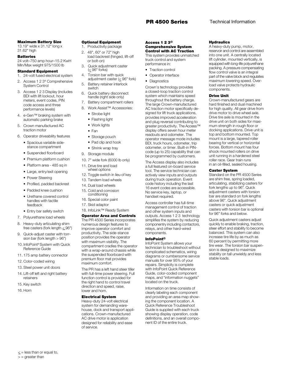 Pr 4500 series | Crown Equipment Rider Pallet Truck PR 4500 Series User Manual | Page 4 / 6