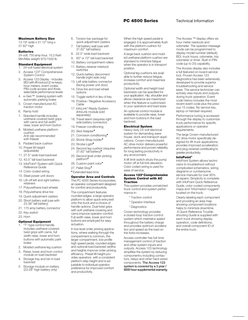 Pc 4500 series | Crown Equipment Pallet Truck PC 4500 Series User Manual | Page 4 / 6