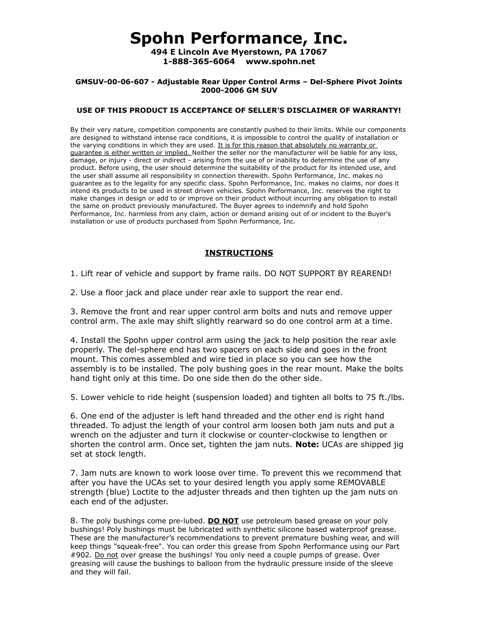 Spohn GMSUV-00-06-607 User Manual | 3 pages