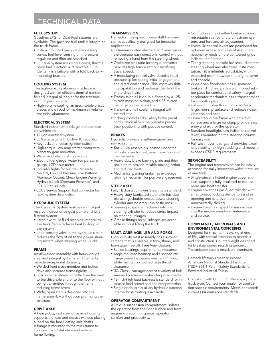 Technical data | Crown Equipment Cushion Tire Lift Trucks MAX50 User Manual | Page 5 / 6