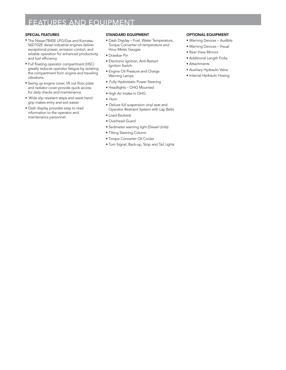 Features and equipment | Crown Equipment Pneumatic Tire Lift Trucks MDX50 User Manual | Page 5 / 8