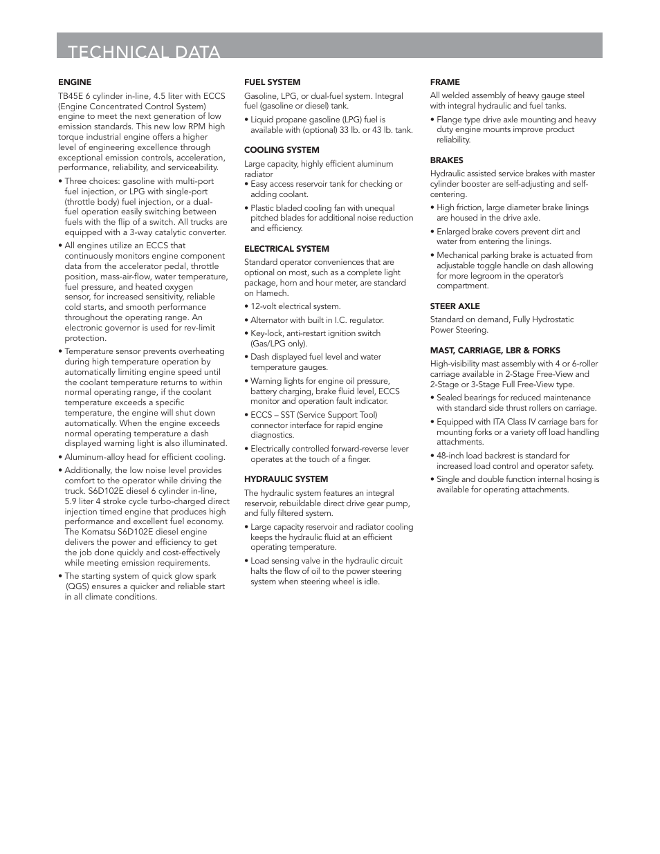 Technical data | Crown Equipment Pneumatic Tire Lift Trucks MDX50 User Manual | Page 6 / 8