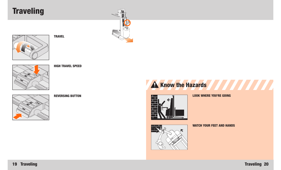 Traveling, Know the hazards | Crown Equipment M Series User Manual | Page 11 / 16