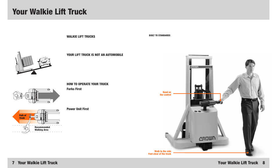 Your walkie lift truck, 7 your walkie lift truck, Your walkie lift truck 8 | Crown Equipment M Series User Manual | Page 5 / 16