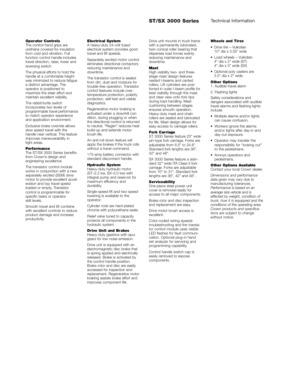 St/sx 3000 series | Crown Equipment ST 3000 Series User Manual | Page 7 / 8