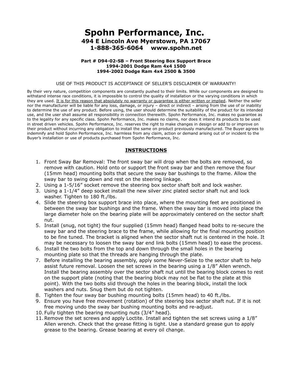 Spohn D94-02-SB User Manual | 4 pages