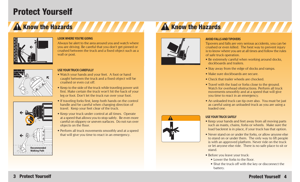 Protect yourself, Know the hazards, 3 protect yourself | Protect yourself 4 | Crown Equipment ST/SX User Manual | Page 3 / 16