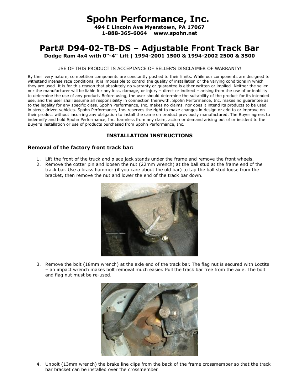 Spohn D94-02-TB-DS User Manual | 5 pages