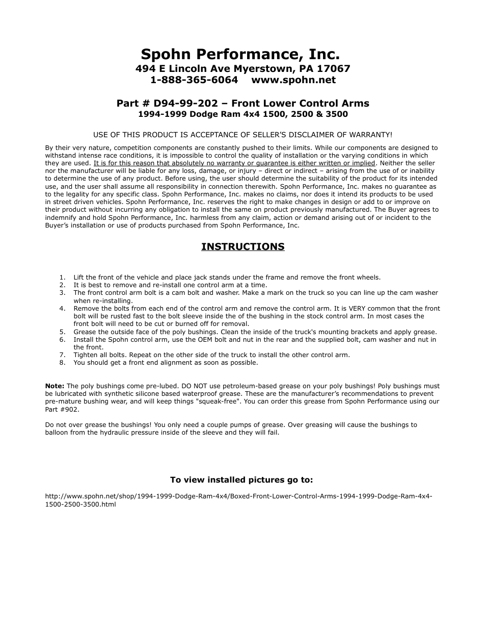 Spohn D94-99-202 User Manual | 1 page