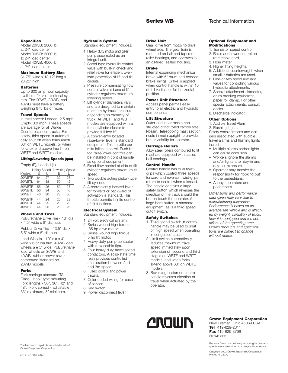 Series wb | Crown Equipment Series WB User Manual | Page 4 / 4