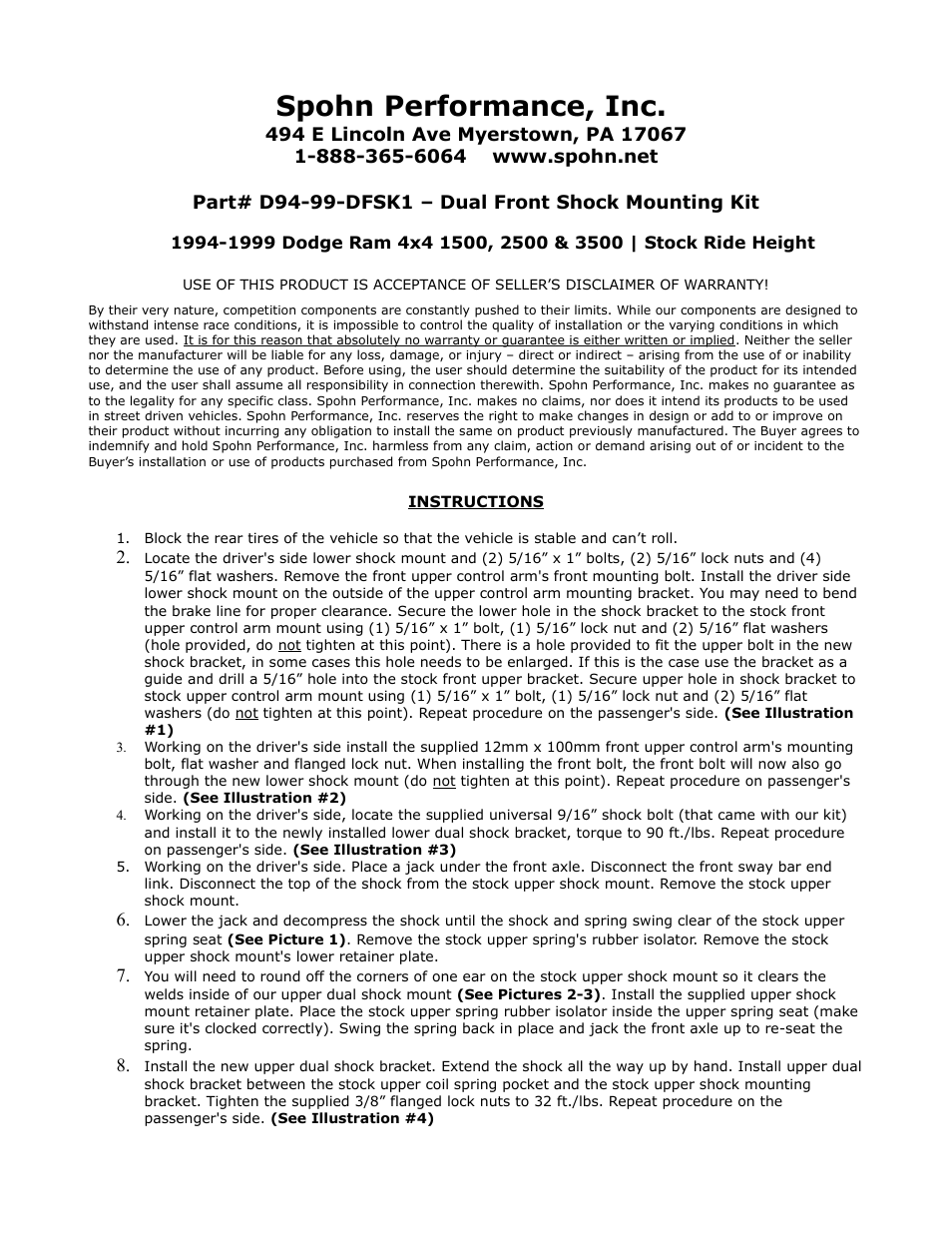 Spohn D94-99-DFSK1 User Manual | 7 pages