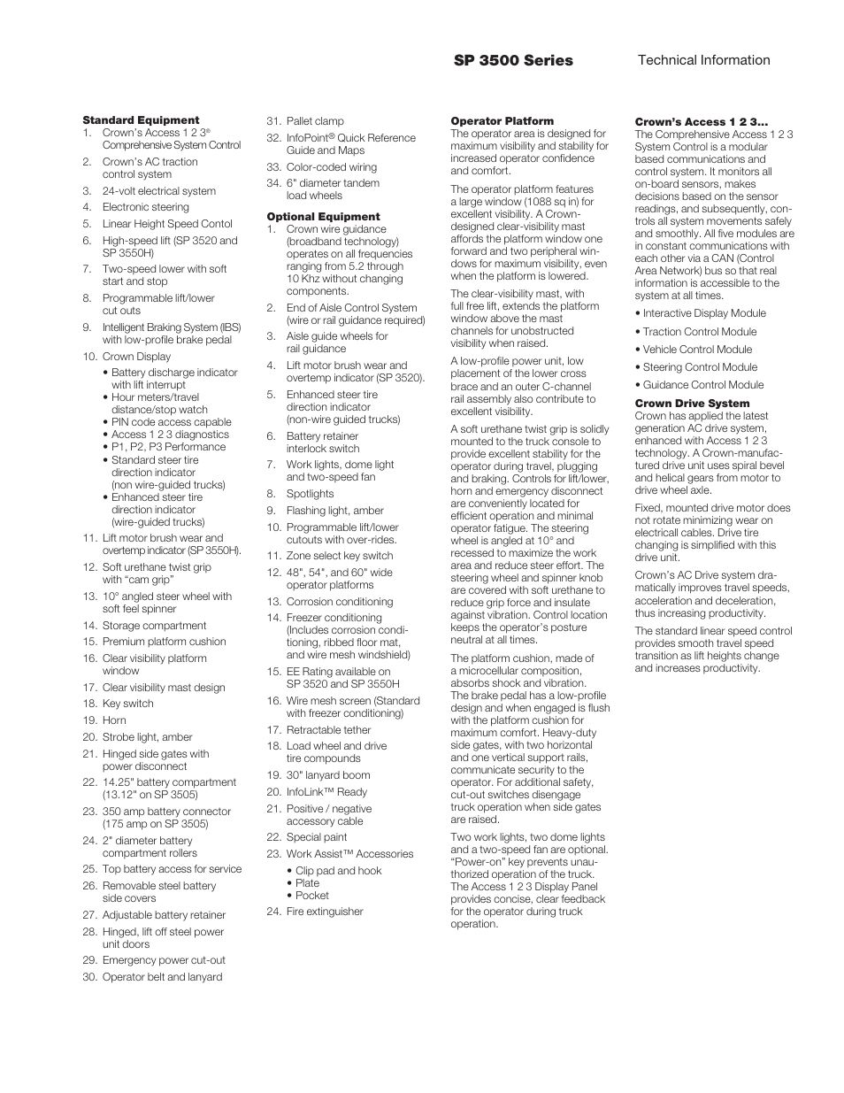 Sp 3500 series | Crown Equipment Stockpicker SP 3500 Series User Manual | Page 5 / 6