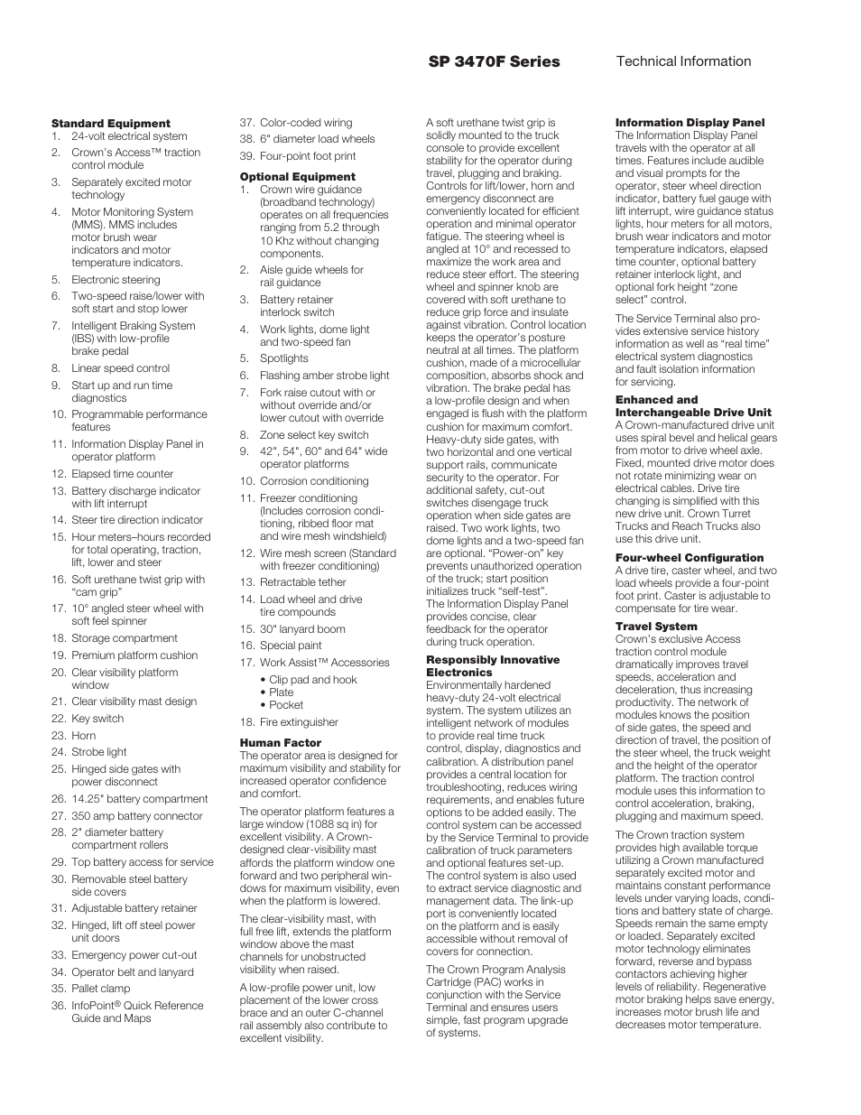 Sp 3470f series | Crown Equipment Stockpicker SP 3470F User Manual | Page 4 / 6