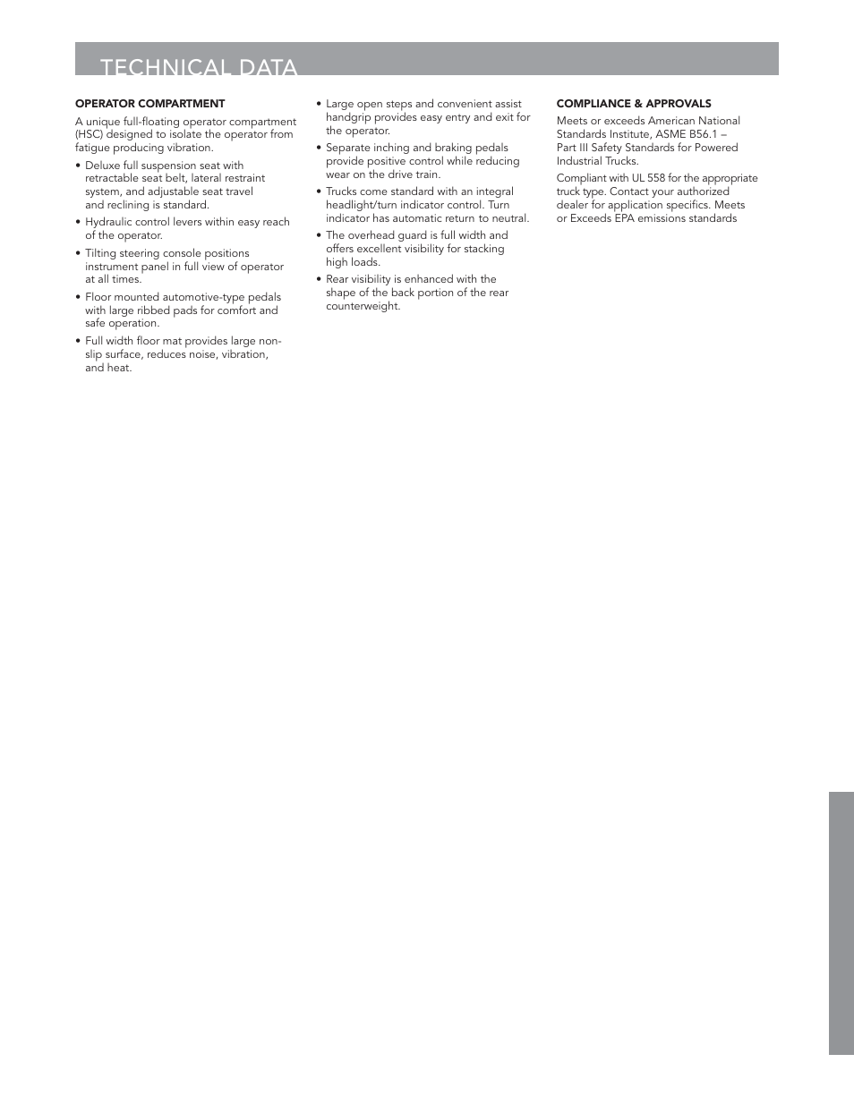 Technical data | Crown Equipment Pneumatic Tire Lift Trucks MEX50 User Manual | Page 7 / 8