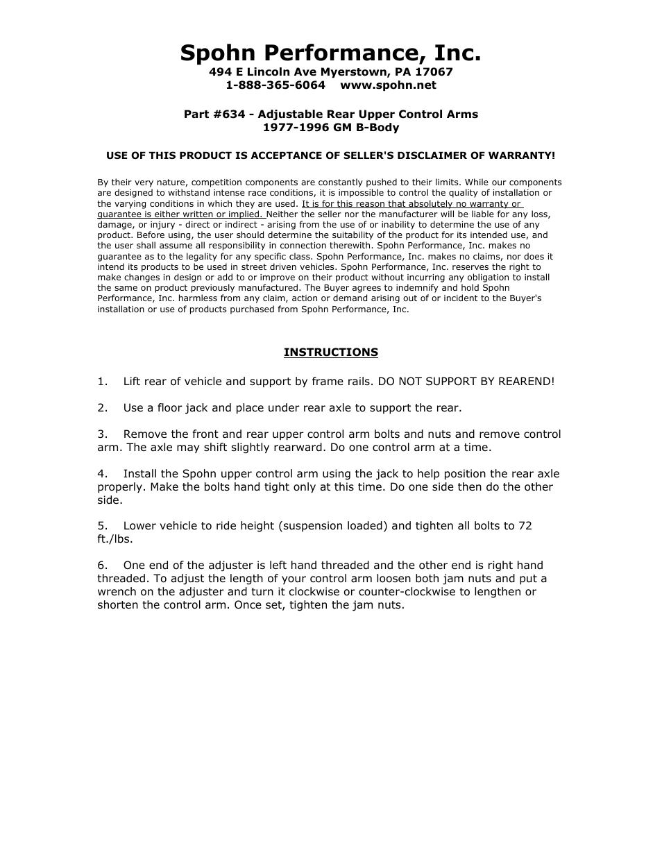 Spohn 634 User Manual | 2 pages