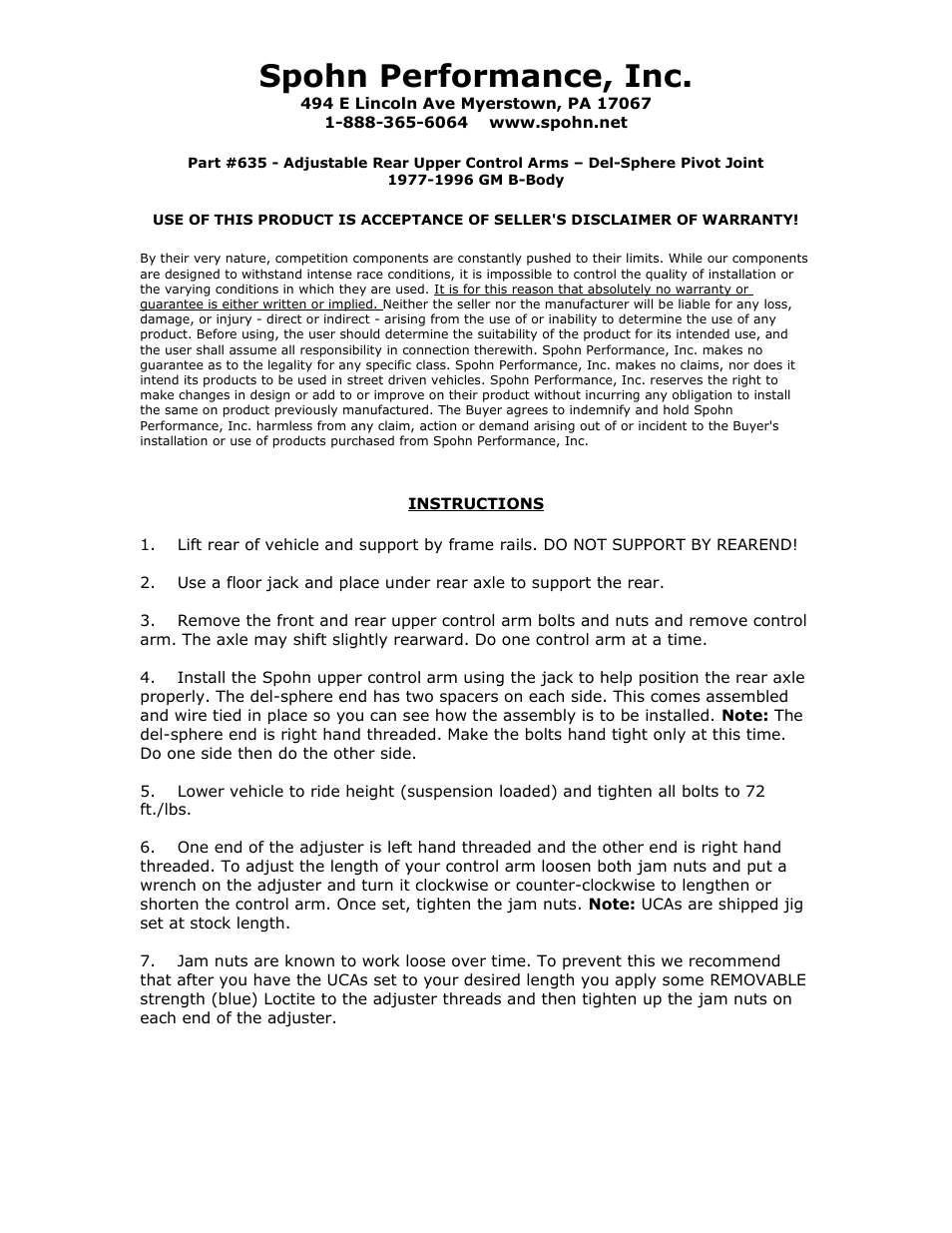 Spohn 635 User Manual | 3 pages