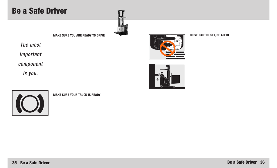 Be a safe driver, The most important component is you | Crown Equipment RR 5200S Series User Manual | Page 19 / 22