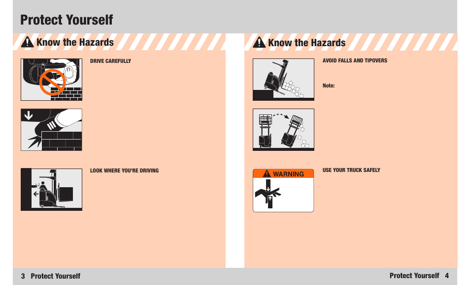 Protect yourself, Know the hazards, 3 protect yourself | Protect yourself 4 | Crown Equipment RR 5200S Series User Manual | Page 3 / 22