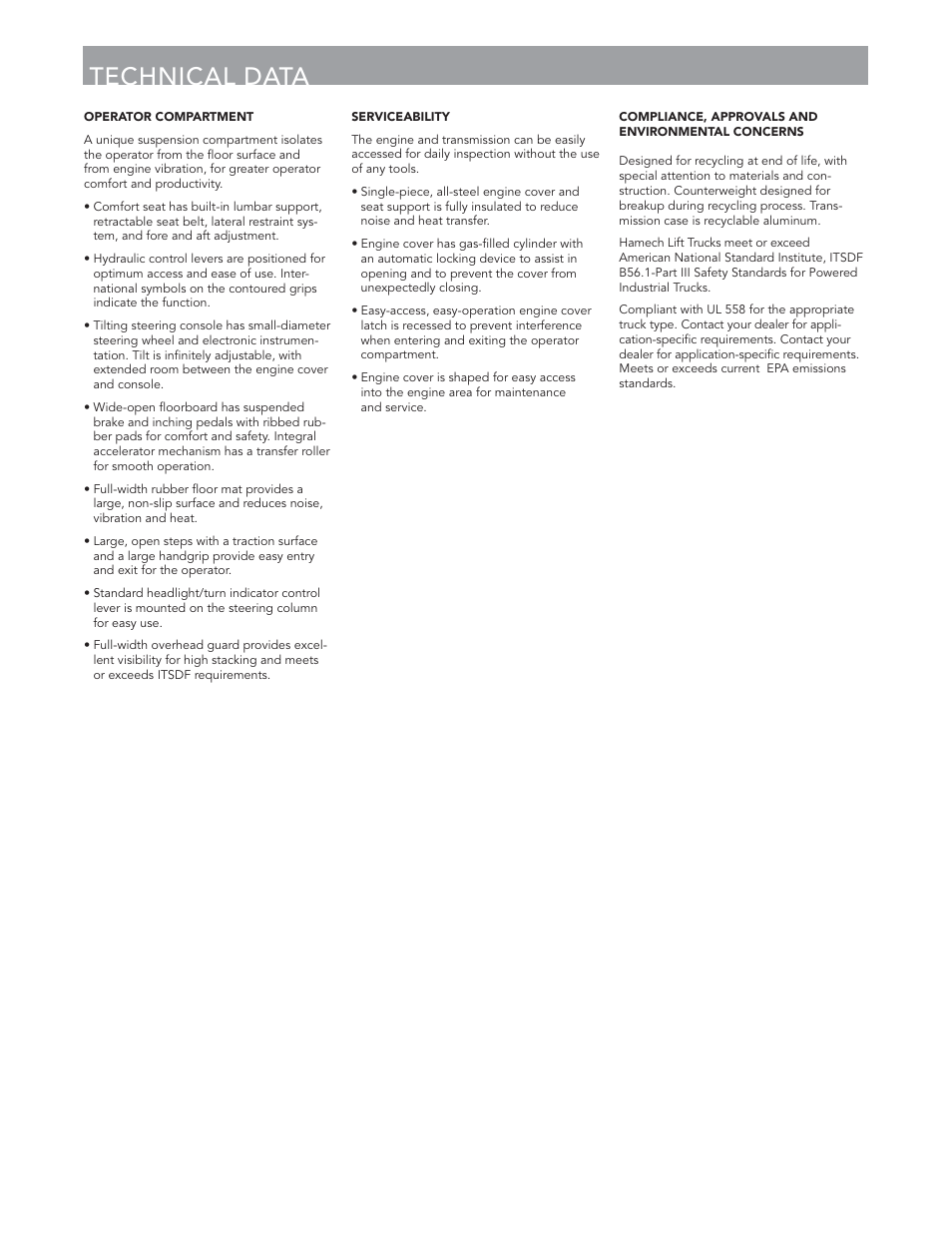 Technical data | Crown Equipment Pneumatic Tire Lift Trucks MBX50 User Manual | Page 9 / 10