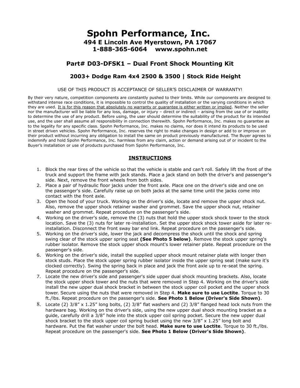 Spohn D03-DFSK1 User Manual | 6 pages