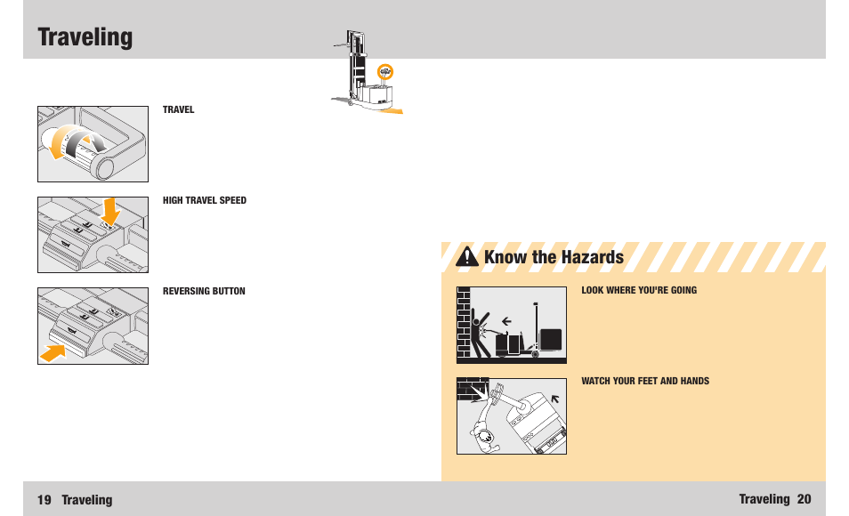 Traveling, Know the hazards | Crown Equipment WB Series User Manual | Page 11 / 16