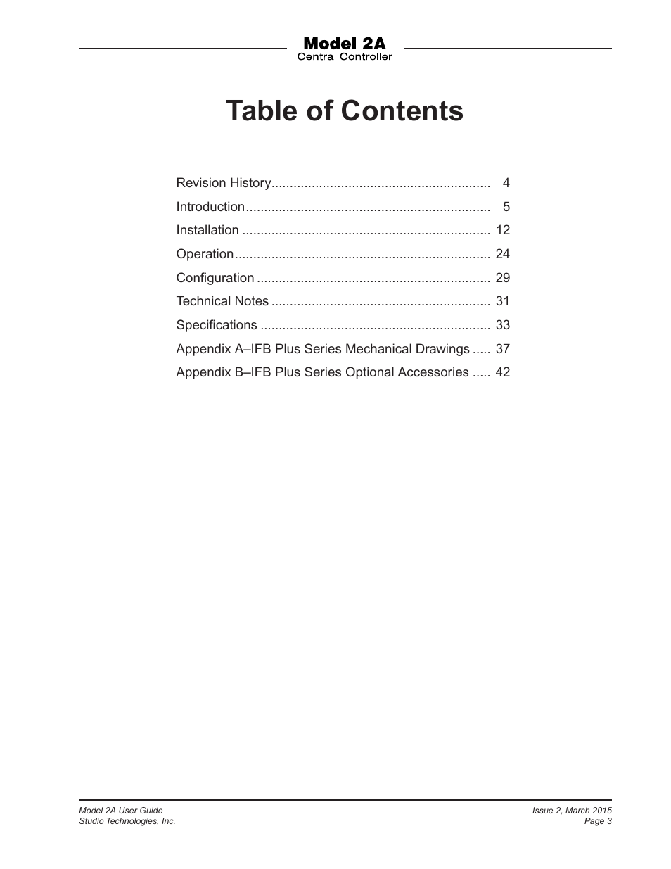 Studio Technologies 2A 2015 User Manual | Page 3 / 43
