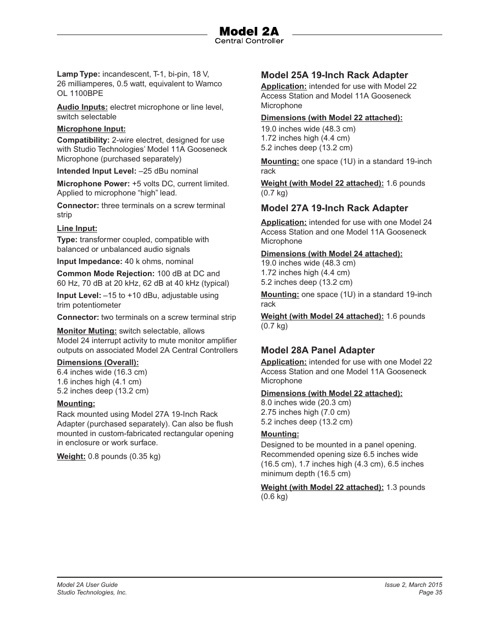 Studio Technologies 2A 2015 User Manual | Page 35 / 43