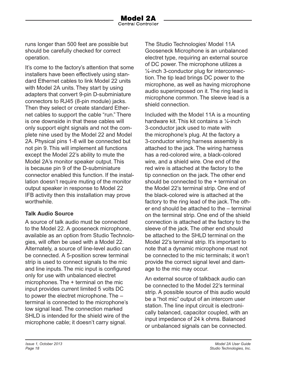 Studio Technologies 2A 2013 User Manual | Page 18 / 41
