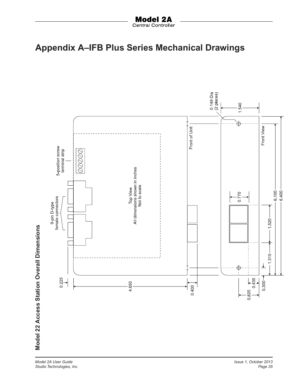Appendix a–ifb plus series mechanical drawings | Studio Technologies 2A 2013 User Manual | Page 35 / 41