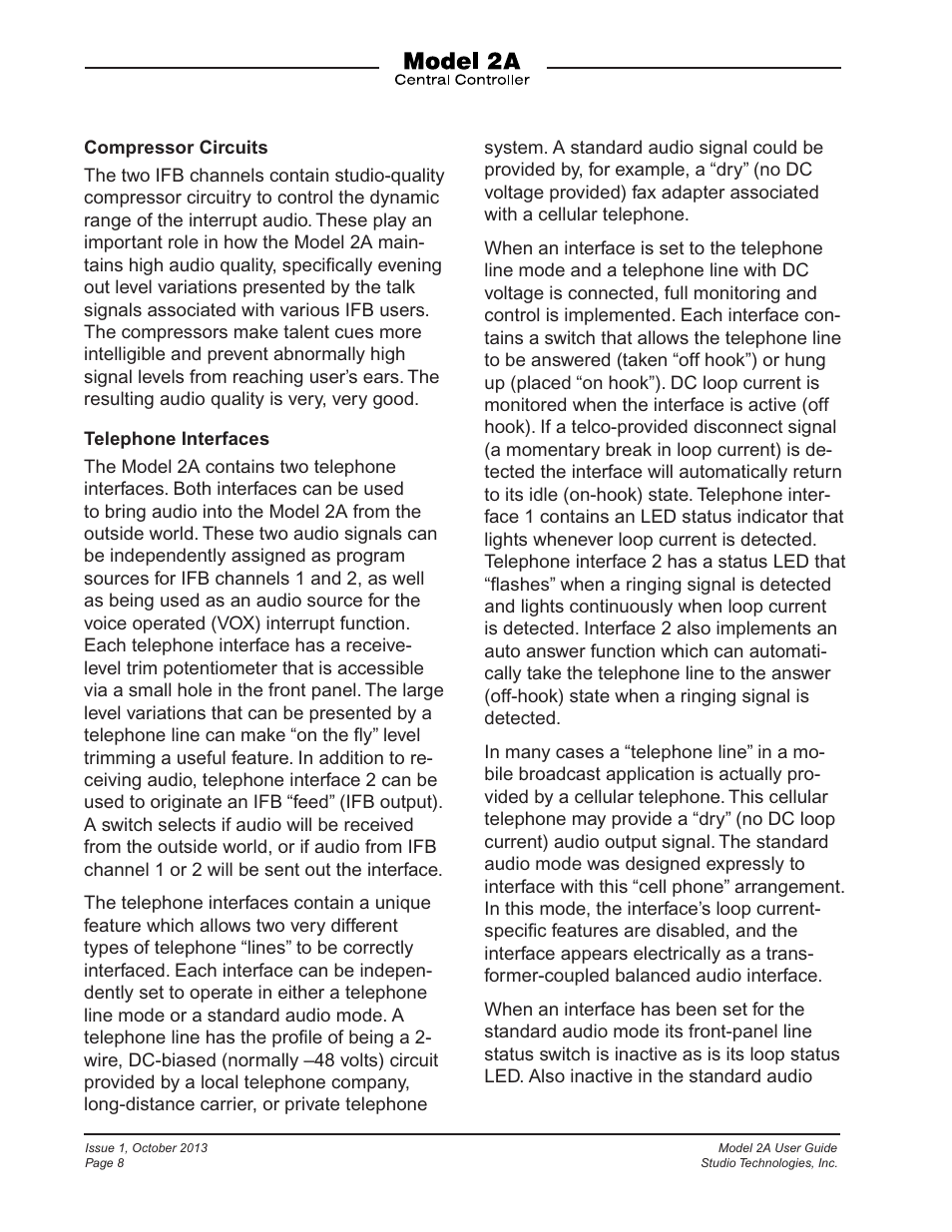 Studio Technologies 2A 2013 User Manual | Page 8 / 41