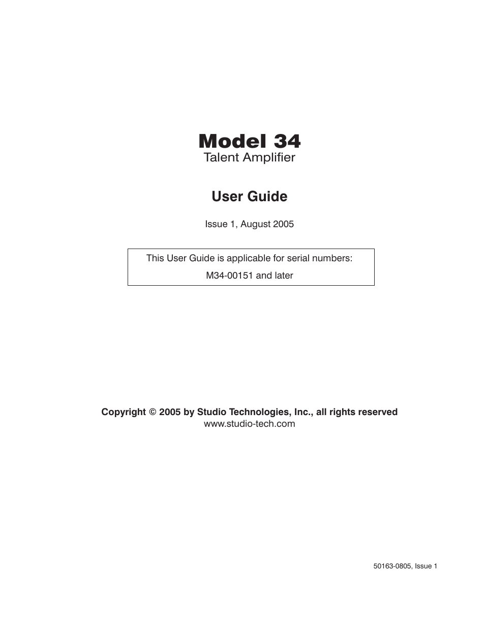 Studio Technologies 34 User Manual | 8 pages