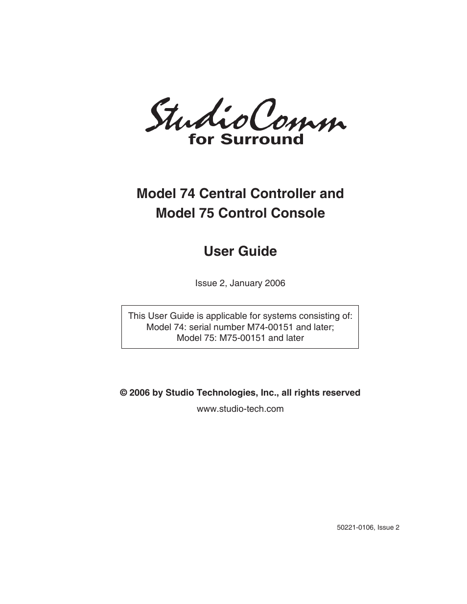 Studio Technologies 74 User Manual | 56 pages