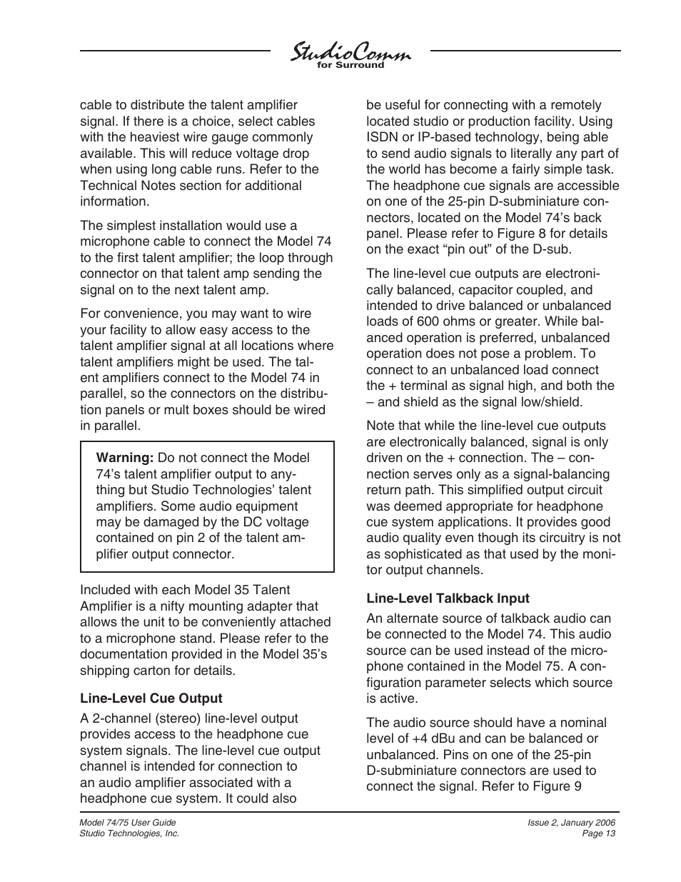 Studio Technologies 74 User Manual | Page 12 / 56