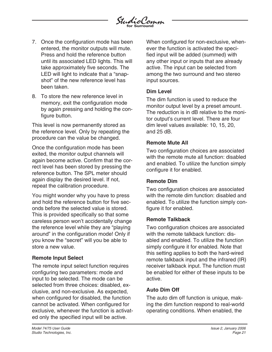 Studio Technologies 74 User Manual | Page 20 / 56