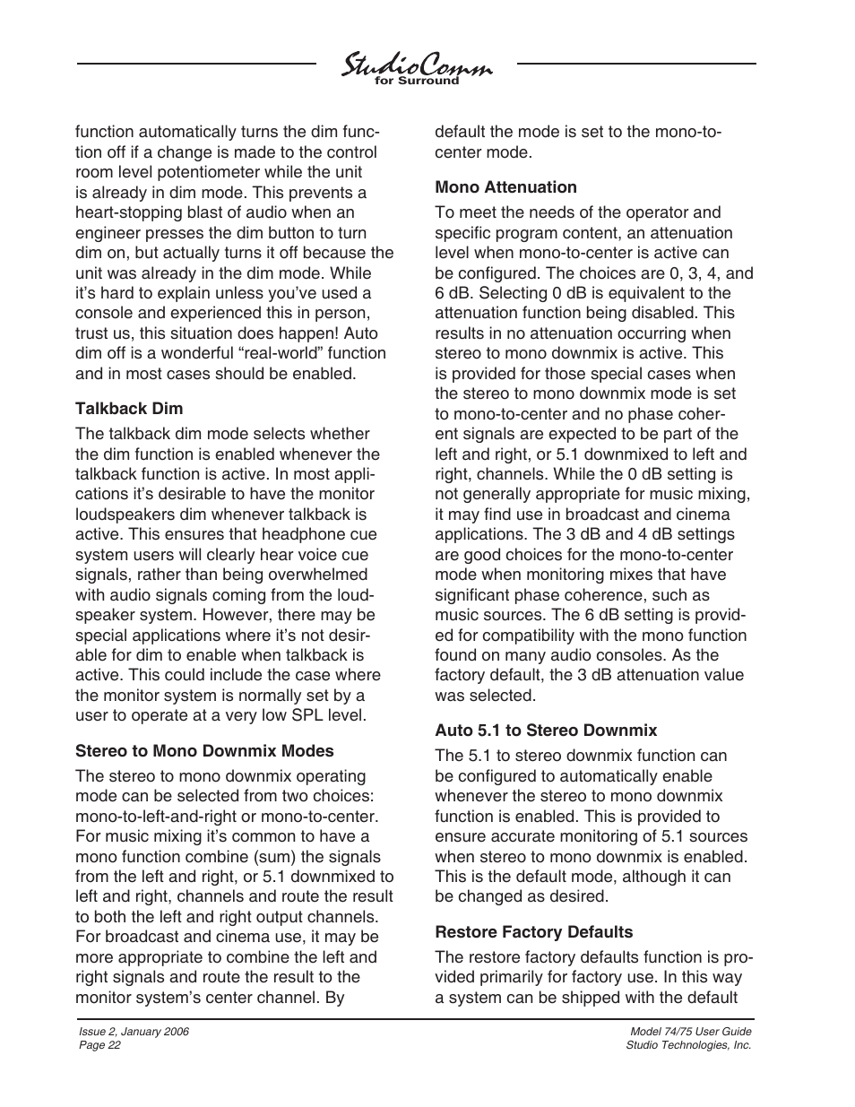 Studio Technologies 74 User Manual | Page 21 / 56