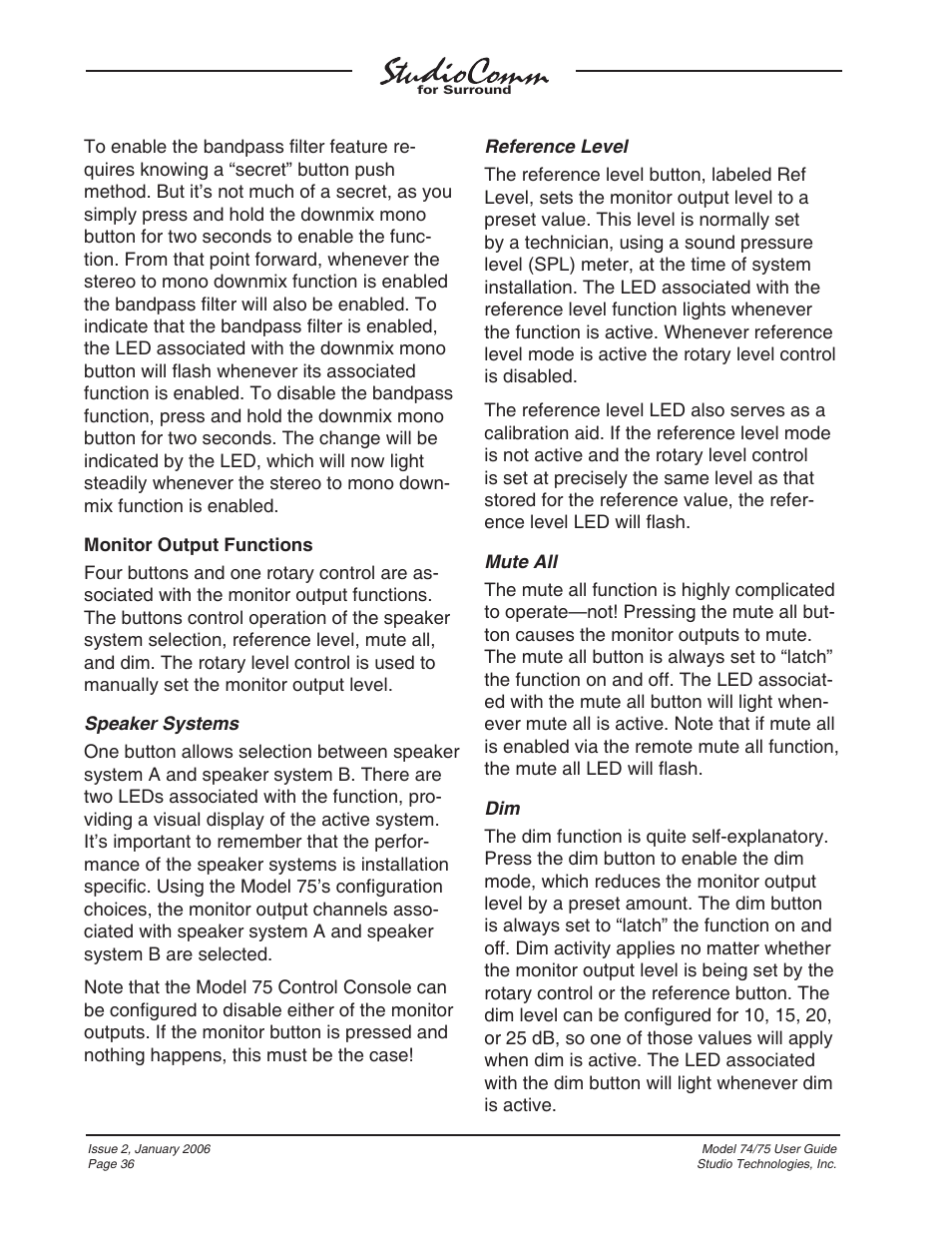 Studio Technologies 74 User Manual | Page 35 / 56