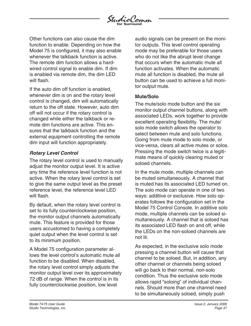 Studio Technologies 74 User Manual | Page 36 / 56