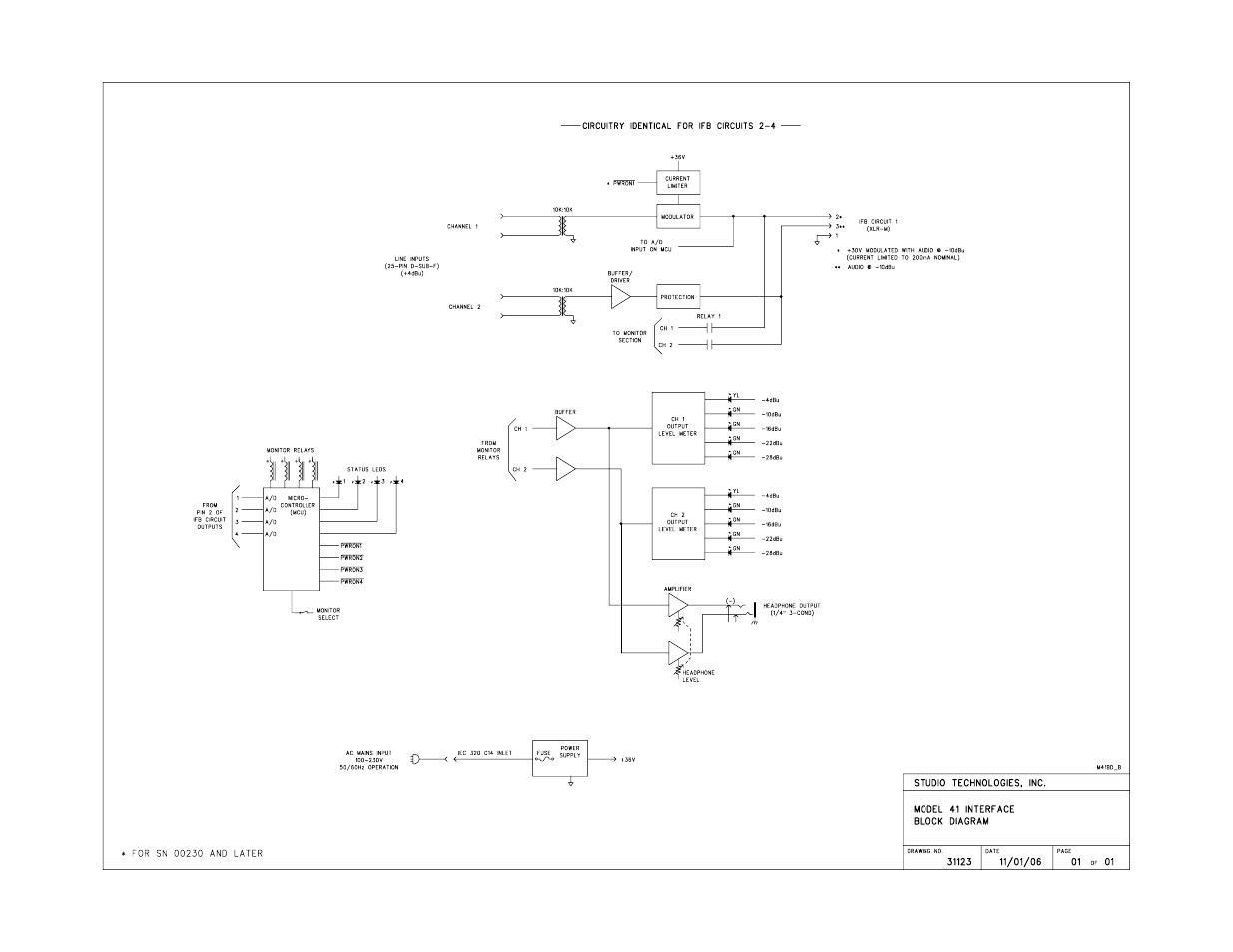 Block diagram | Studio Technologies 41 2007 User Manual | Page 24 / 25