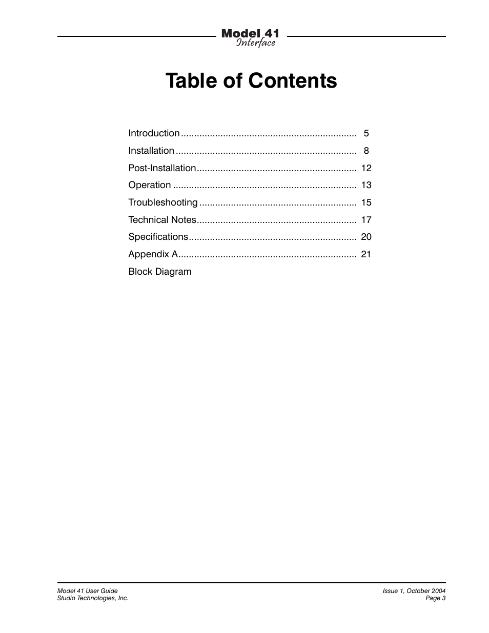 Studio Technologies 41 2004 User Manual | Page 2 / 22