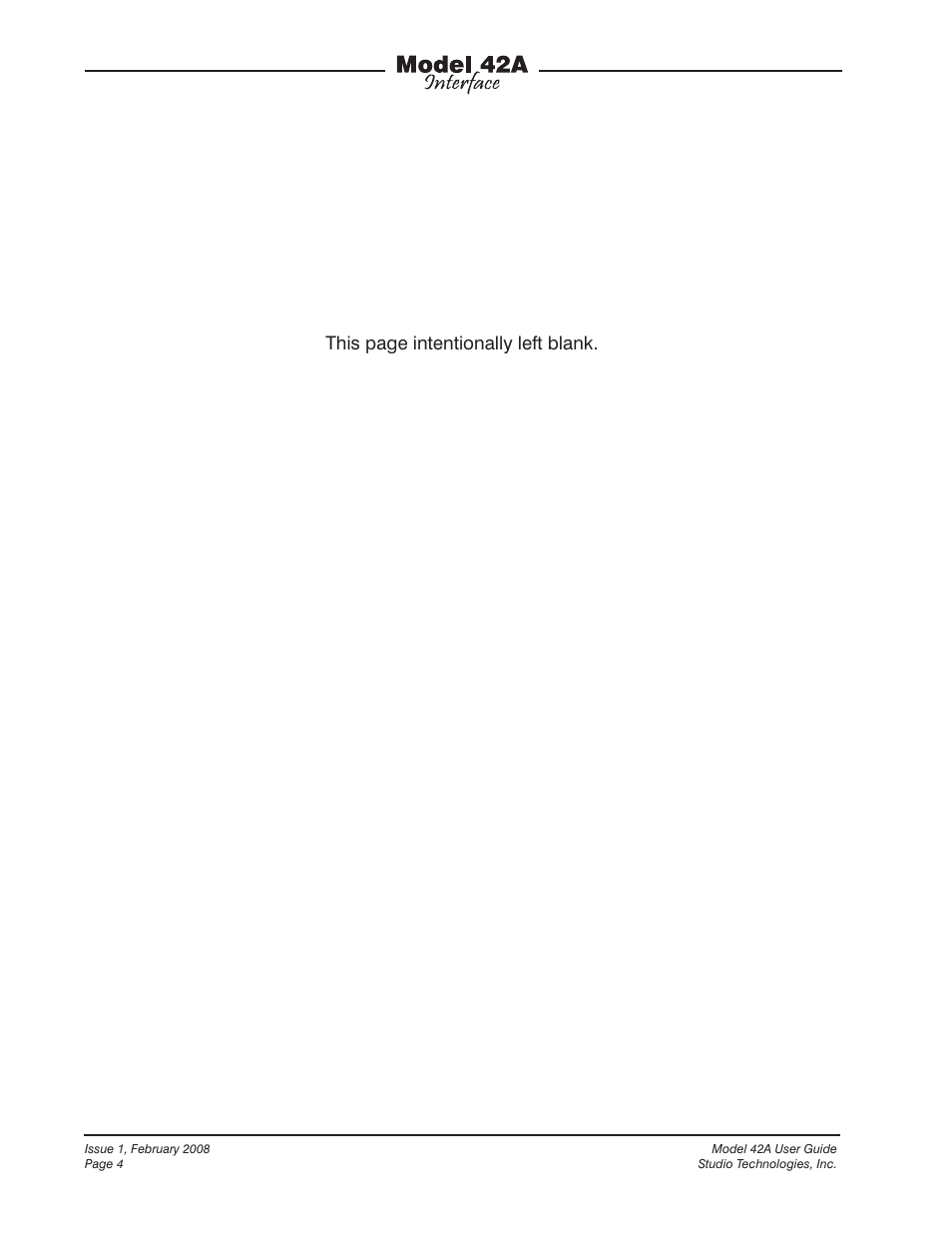 This page intentionally left blank | Studio Technologies 42A 2008 User Manual | Page 4 / 25
