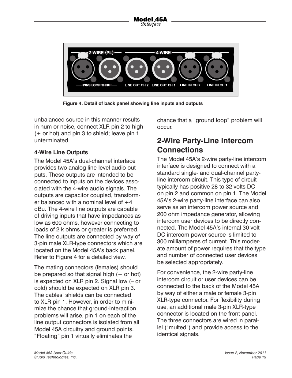 Wire party-line intercom connections | Studio Technologies 45A User Manual | Page 13 / 31
