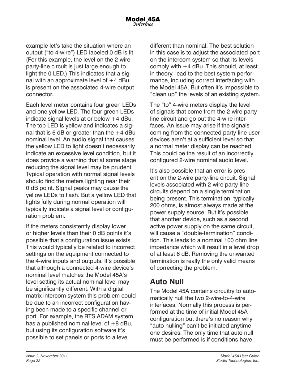 Auto null | Studio Technologies 45A User Manual | Page 22 / 31