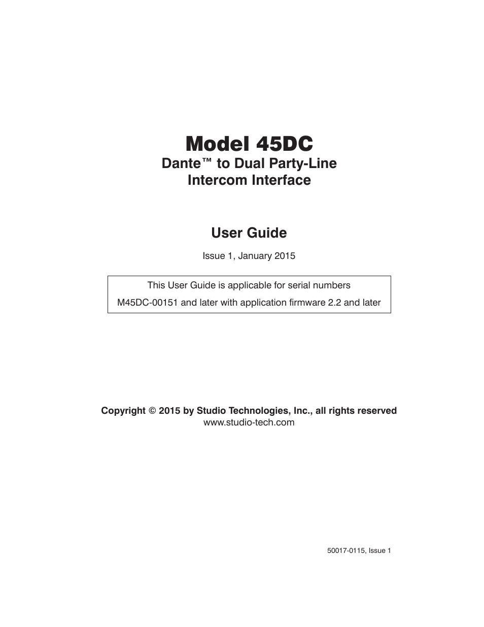 Studio Technologies 45DC User Manual | 23 pages