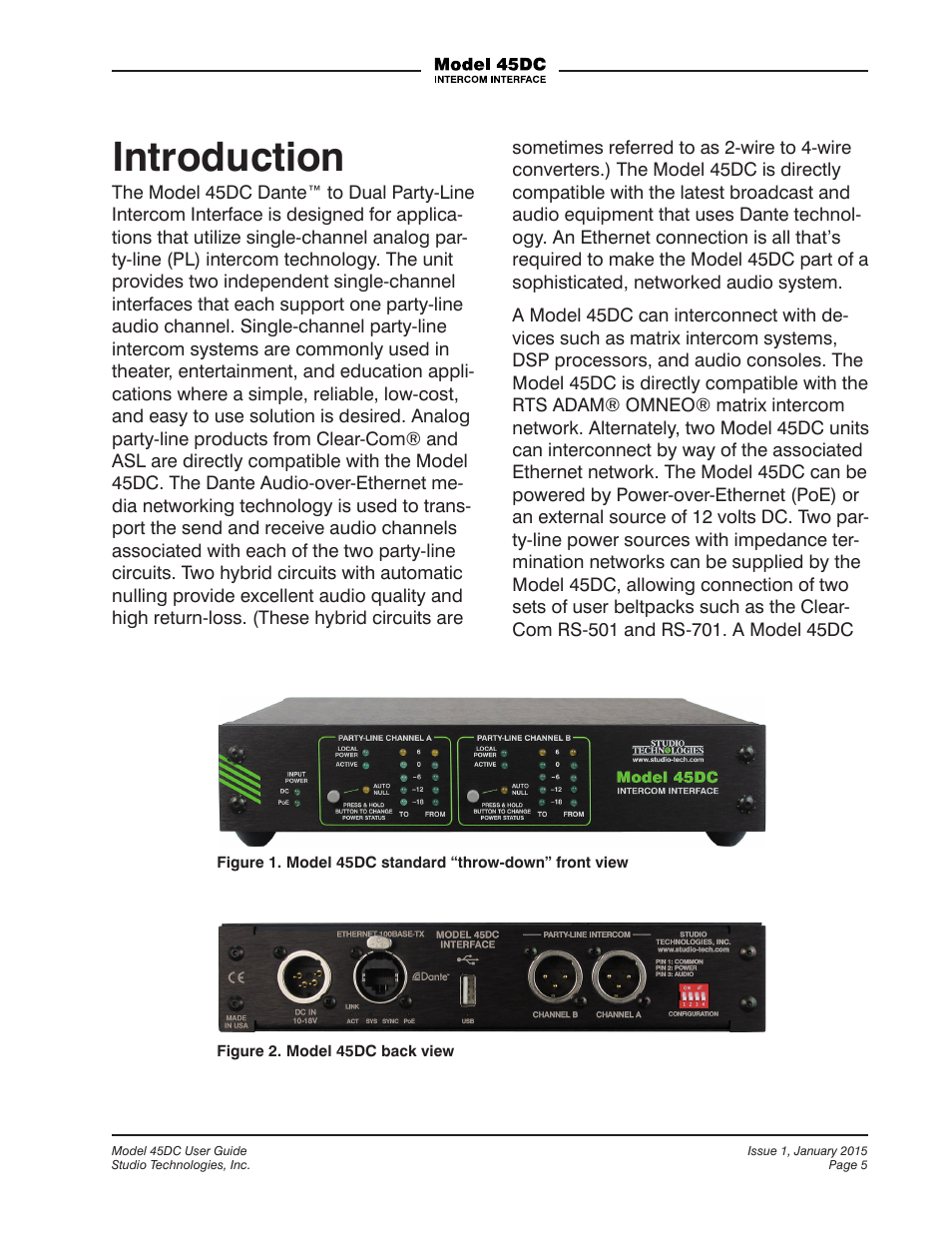 Introduction | Studio Technologies 45DC User Manual | Page 5 / 23