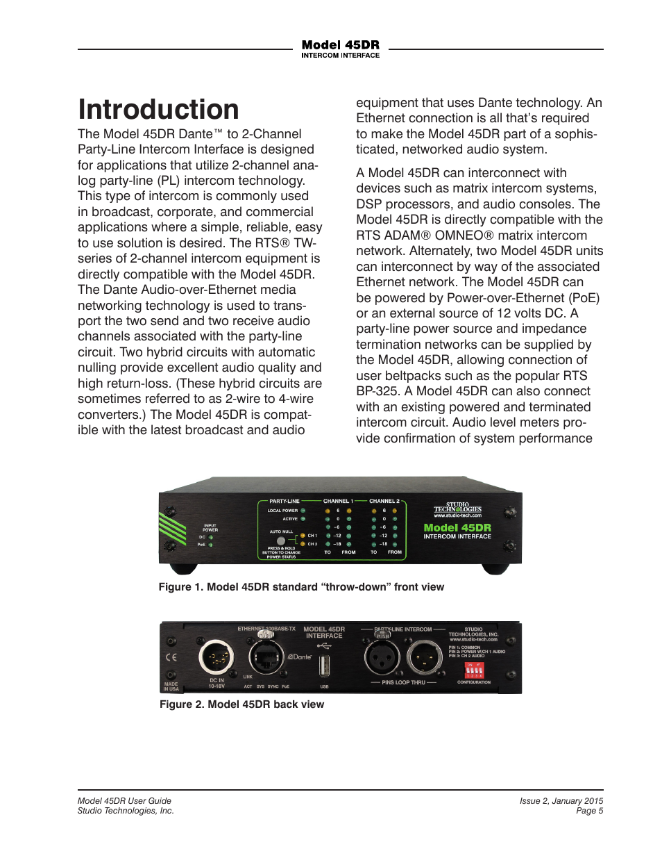 Introduction | Studio Technologies 45DR User Manual | Page 5 / 23