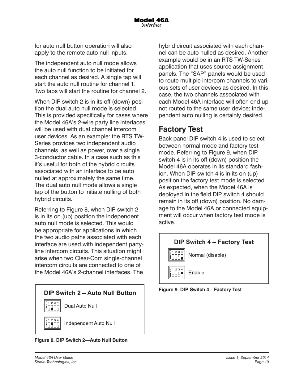 Factory test | Studio Technologies 46A User Manual | Page 19 / 33