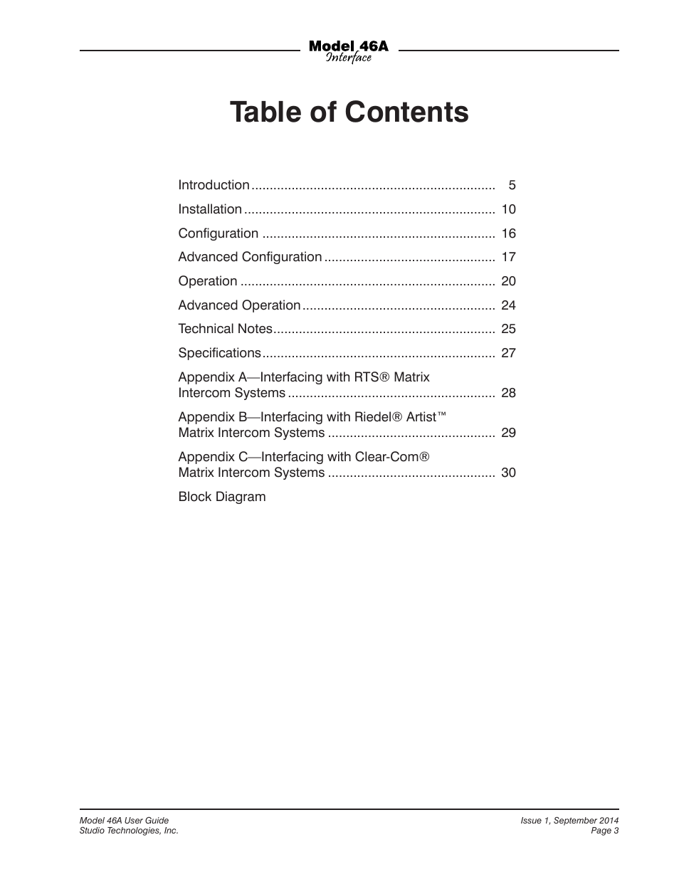 Studio Technologies 46A User Manual | Page 3 / 33