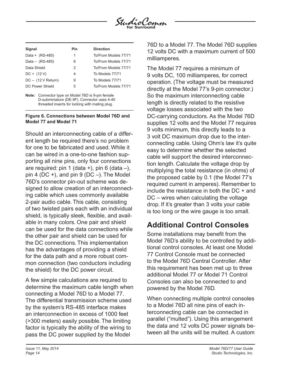 Additional control consoles | Studio Technologies 76D 2014 User Manual | Page 14 / 53