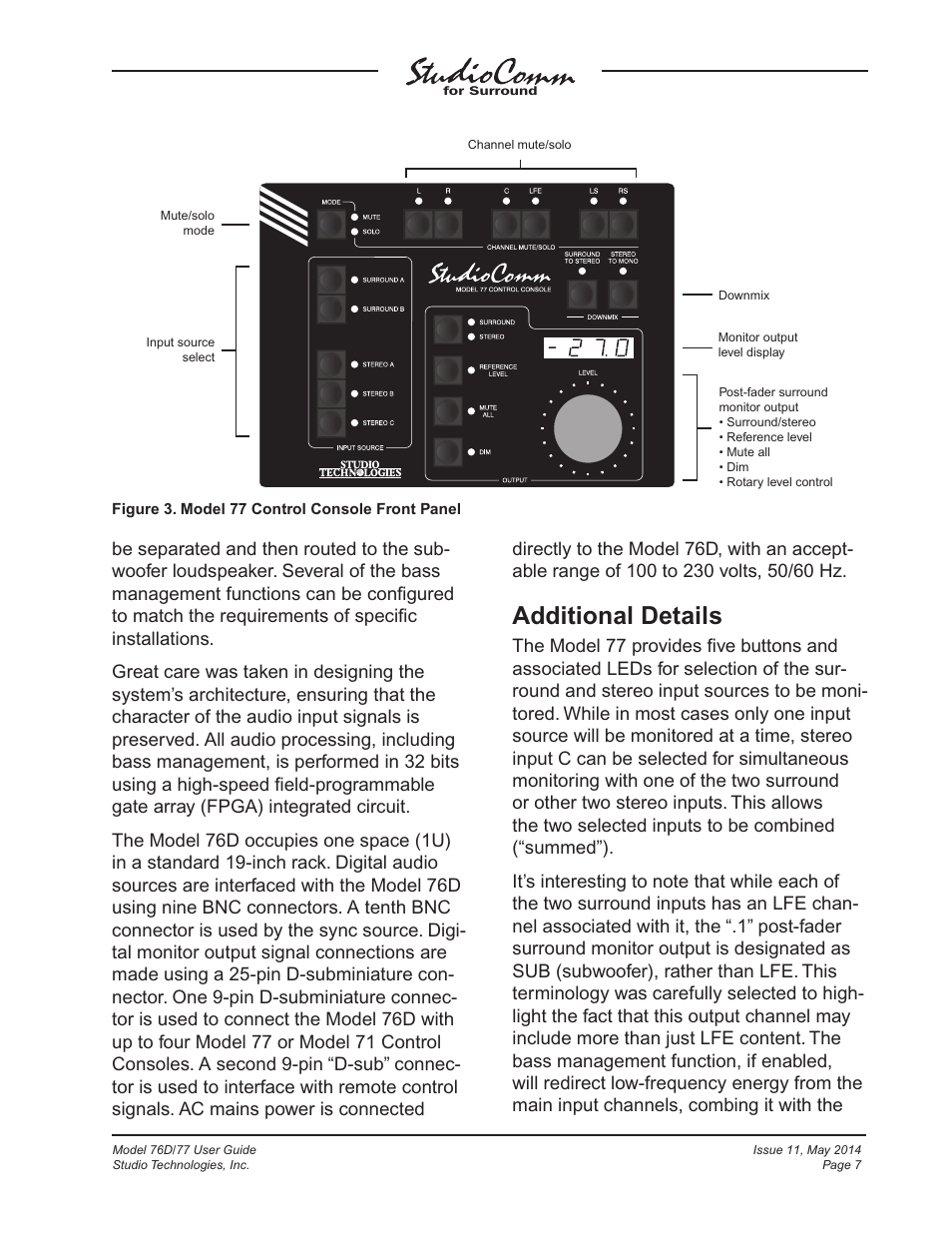 Additional details | Studio Technologies 76D 2014 User Manual | Page 7 / 53